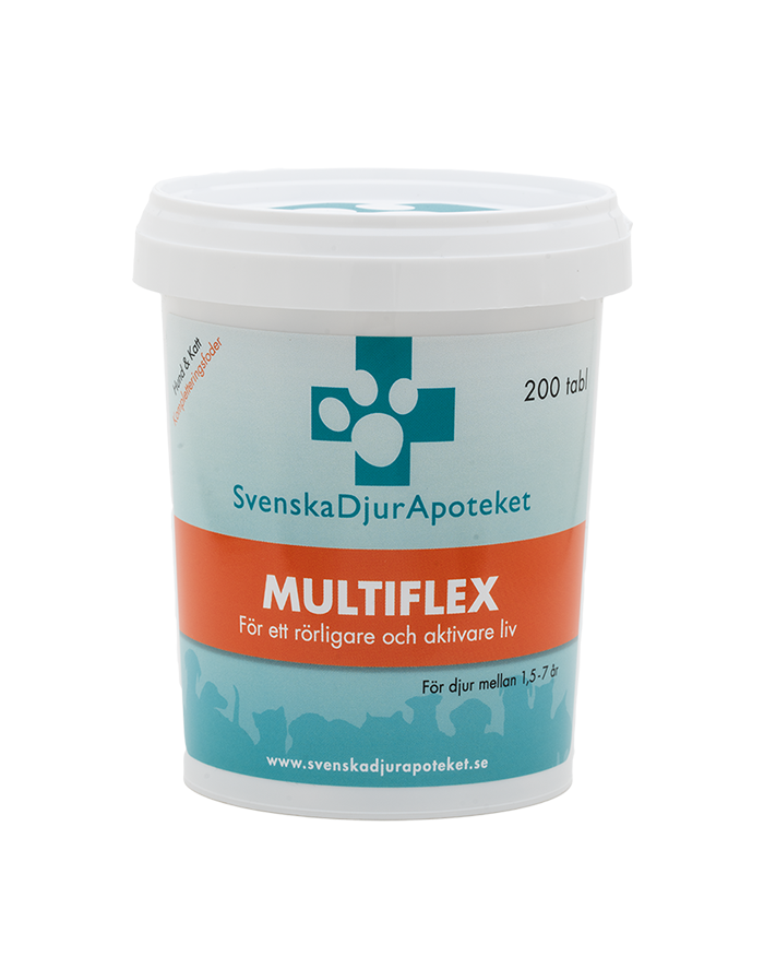 MultiFlex 200 tabletter är ett tillskott för leder, brosk, rörlighet och flexibilitet. Viktigt tillskott för att förebygga en bra ledhälsa på lång sikt! Fodertillskott för hund och katt.