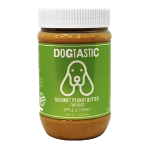 DogTastic Peanut Butter - Apple är jordnötssmör som är snäll mot din hund. Finns i 4 olika smaker. Använd på din LickMat, i matskålen eller i din ZogoFlex. 100% naturligt jordnöttsmör till din hund.