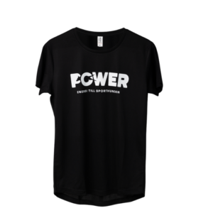 Svart Power t-shirt i träningsmaterial.