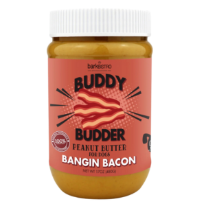 Buddy Budder Bacon är hälsosamt jordnötssmör till din hund med smak av bacon, jordnöt och honung. 100% naturligt för alla hundar i alla åldrar.
